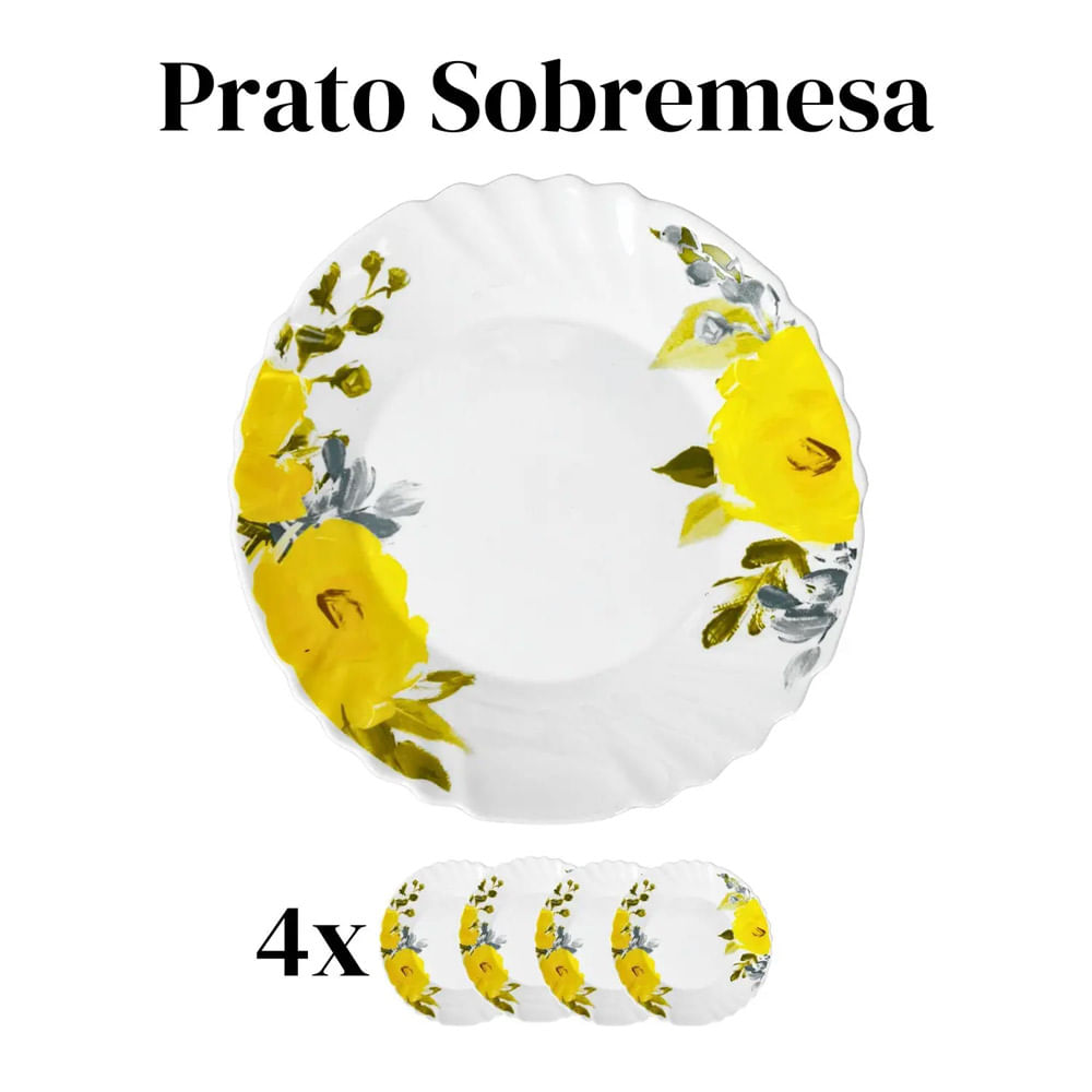 Encontraproduto.com.br - Aparelho De Jantar E Chá Florença Florido Opaline 20 Peças Fratelli