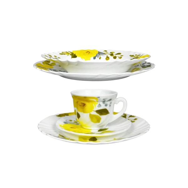 Encontraproduto.com.br - Aparelho De Jantar E Chá Florença Florido Opaline 20 Peças Fratelli
