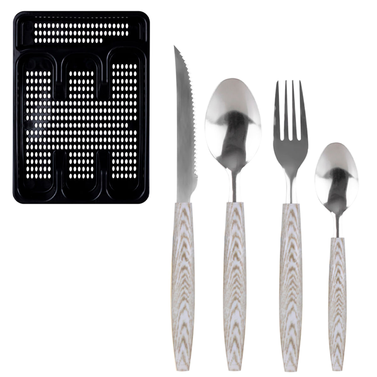 Encontraproduto.com.br - Jogo De Talheres C/ Suporte 25 Peças em Aço Inox Fratelli