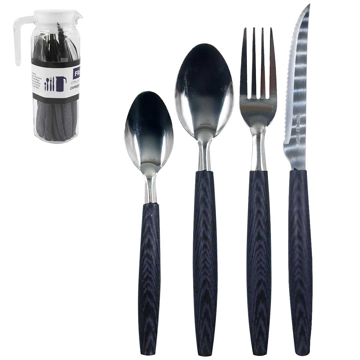 Encontraproduto.com.br - Jogo De Talheres C/ Jarra 25 Peças em Aço Inox Fratelli