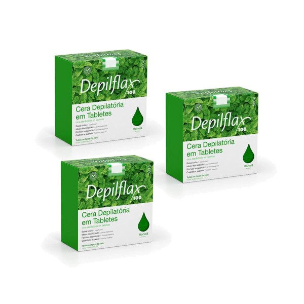 Kit com 3 Ceras Depilatórias Quentes de Hortelã - 500g - Depilflax