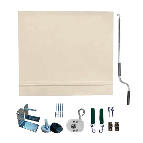 Toldo Cortina Bege - 1,50m X 3,20m - Kit Completo