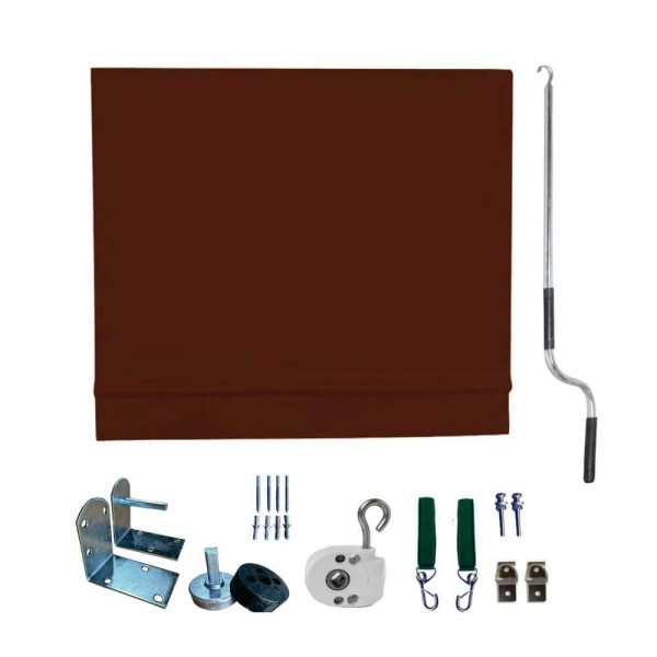 Toldo Cortina Marrom - 2,60m X 1,80m - Kit Completo
