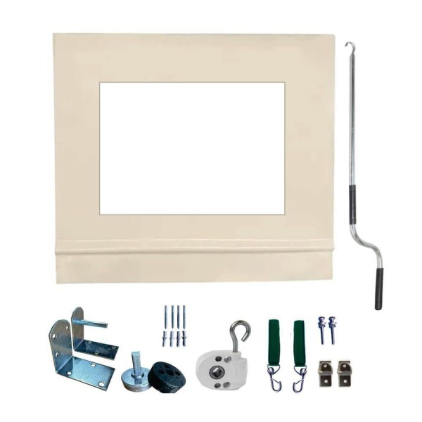 Toldo Cortina Bege C/ Visor - 2,50m X 1,70m - Kit Completo