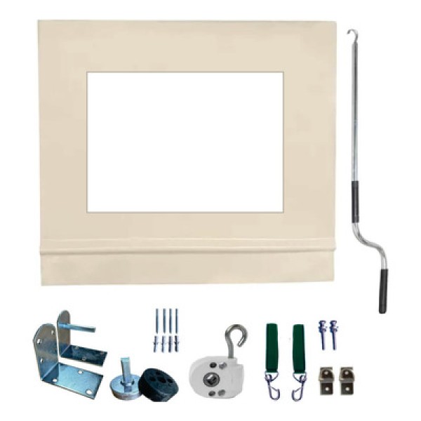 Encontraproduto.com.br - Toldo Cortina Bege C/ Visor - 2,90m X 1,70m - Kit Completo