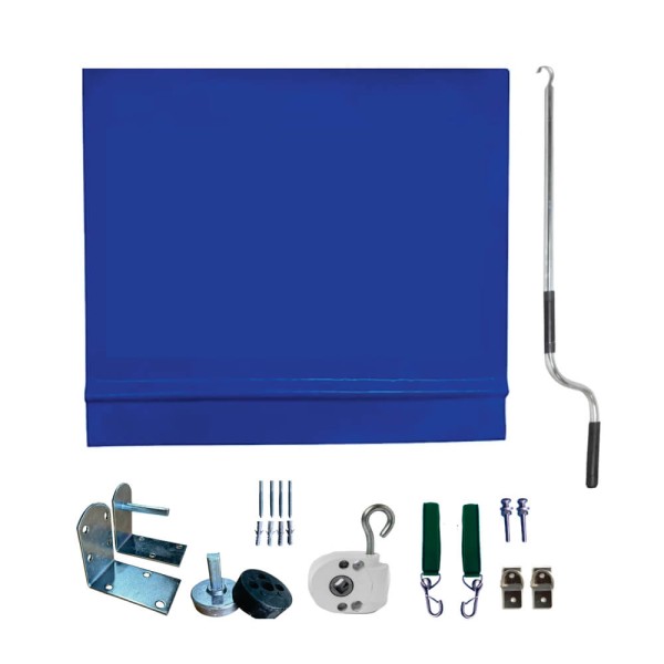 Encontraproduto.com.br - Toldo Cortina Azul Sem Visor - kit completo - 1m2