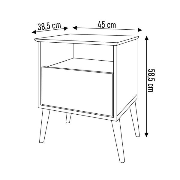 Encontraproduto.com.br - Mesa de Cabeceira Kit 2 45cm 1 Gaveta Caribe B02 Naturalle/Off White - Mpozenato