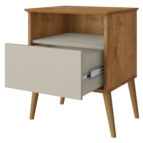 Encontraproduto.com.br - Mesa de Cabeceira Kit 2 45cm 1 Gaveta Caribe B02 Naturalle/Off White - Mpozenato