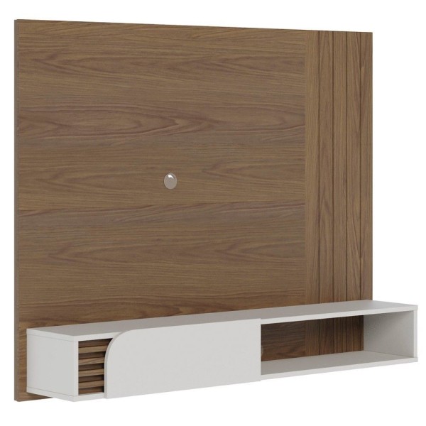 Painel Para Tv 55 Pol Com Bancada Madrid C05 Amêndoa Off White Matte Mpozenato