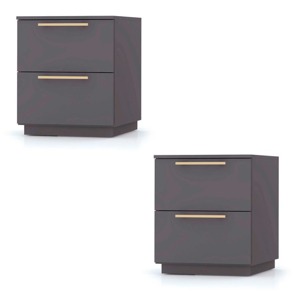 Encontraproduto.com.br - Mesa De Cabeceira 2 Gavetas 50cm Kit 2 Dubai Fendi - Vlr Móveis