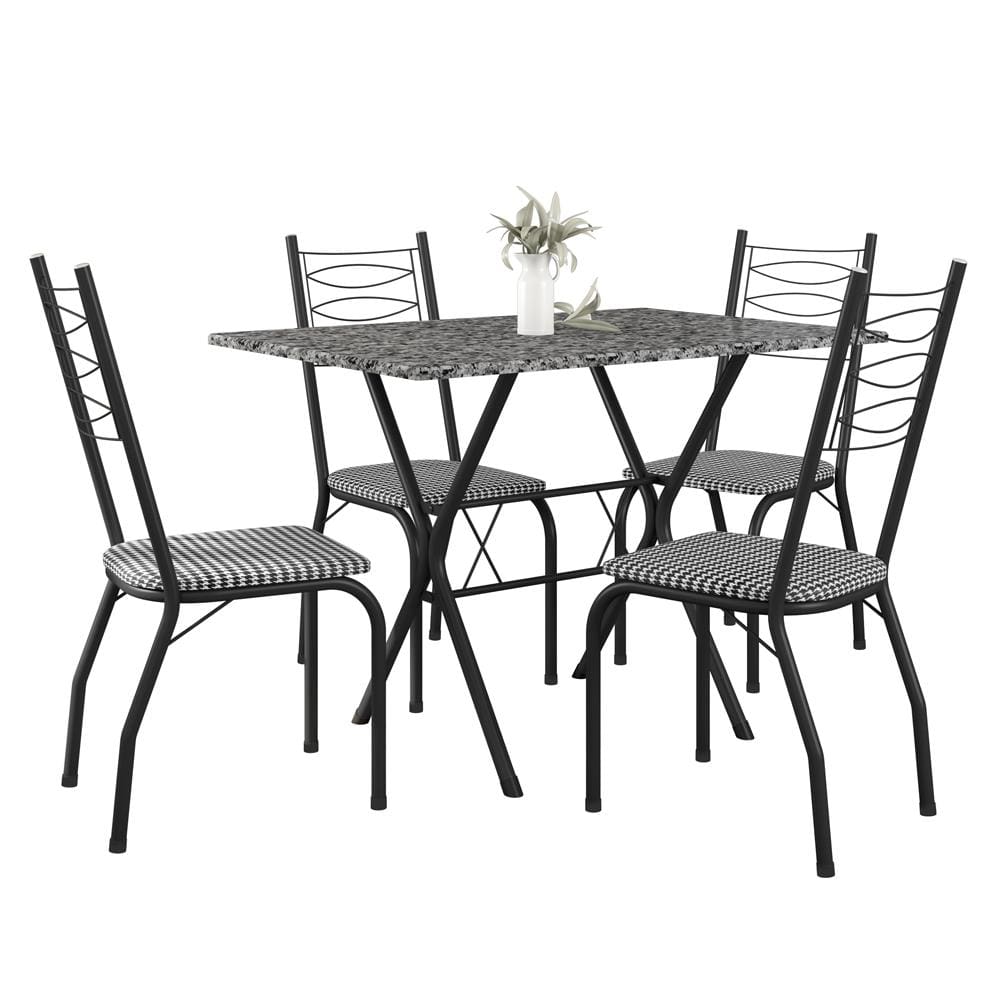 Encontraproduto.com.br - Mesa de Jantar Retangular Fabone Miami com 4 Cadeiras Estofadas