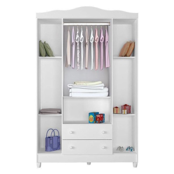 Encontraproduto.com.br - Quarto De Bebê 4 Portas Com Gaveteiro Ariel Branco Brilho - Carolina