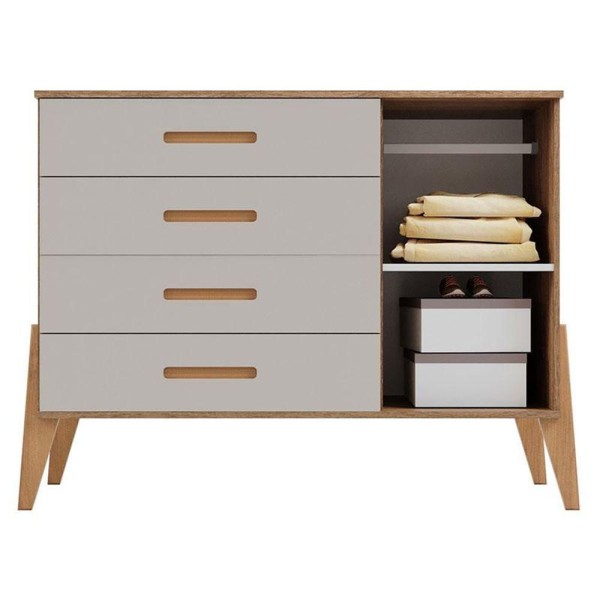 Encontraproduto.com.br - Quarto De Bebê Emilly 3 Portas E Berço Americano Vitória Off White Carvalho Com Colchão Ortobom
