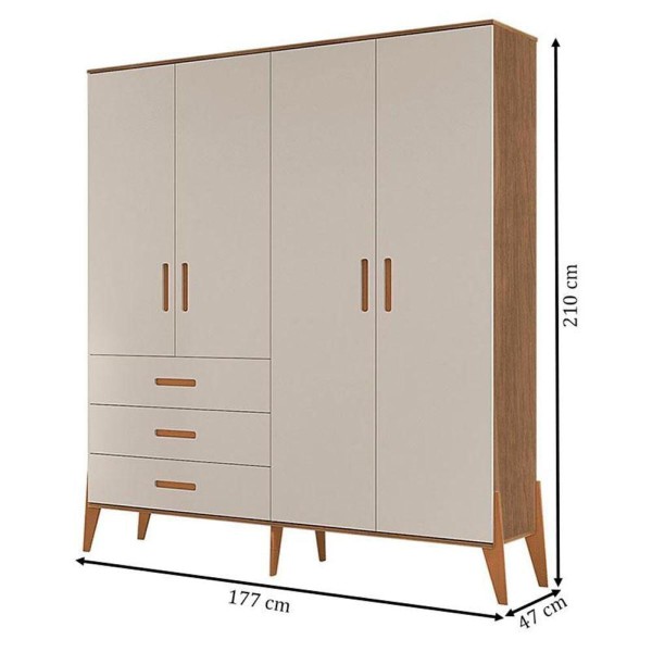 Encontraproduto.com.br - Quarto De Bebê Gaveteiro Emilly 4p E Berço Americano Maya Off White Carvalho Com Colchão Gazin