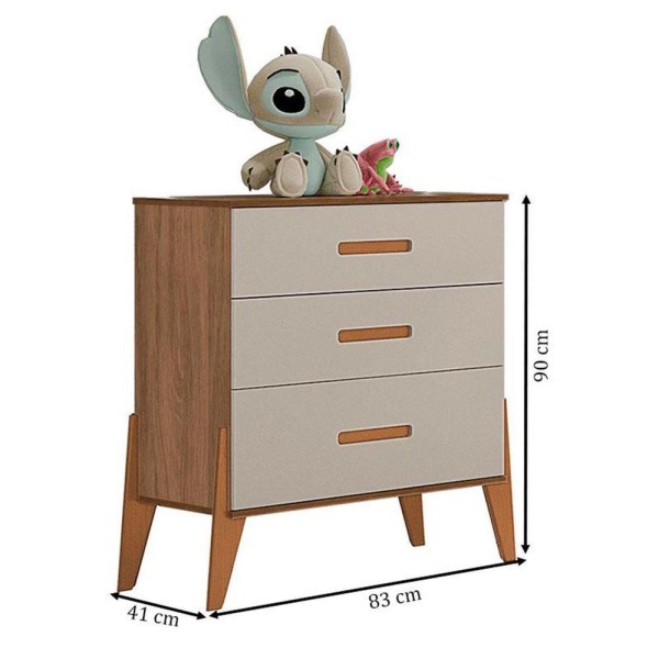 Encontraproduto.com.br - Quarto De Bebê Gaveteiro Emilly 4p E Berço Americano Maya Off White Carvalho Com Colchão Gazin