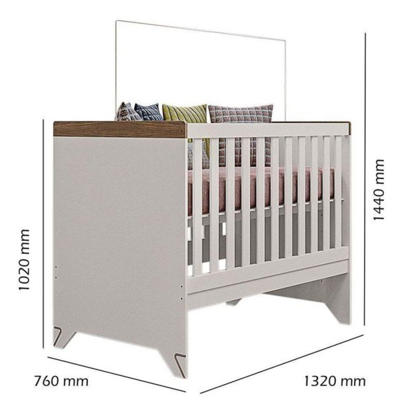 Encontraproduto.com.br - Quarto De Bebê Gaveteiro Emilly 4p E Berço Americano Maya Off White Carvalho Com Colchão Gazin