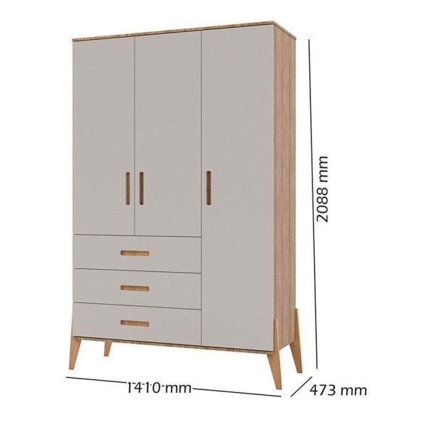 Encontraproduto.com.br - Quarto De Bebê Emilly 3 Portas Com Berço Mini Cama Lívia Off White Carvalho - Canaã