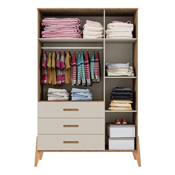 Encontraproduto.com.br - Quarto De Bebê Emilly 3 Portas Com Berço Mini Cama Lívia Off White Carvalho - Canaã