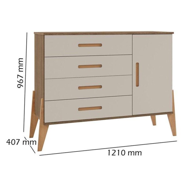 Encontraproduto.com.br - Quarto De Bebê Emilly 4 Portas Com Berço Mini Cama Lívia Off White Carvalho - Canaã