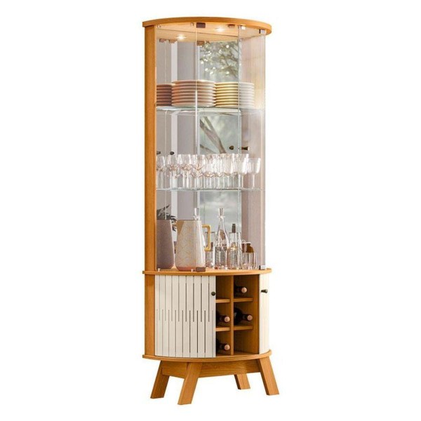 Encontraproduto.com.br - Aparador Para Sala Buffet Monza E Cristaleira Marina Cinamomo Off White - Madetec