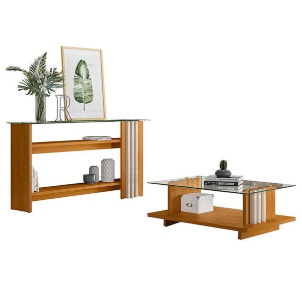 Aparador E Mesa De Centro Frizz Cinamomo Off White - Madetec