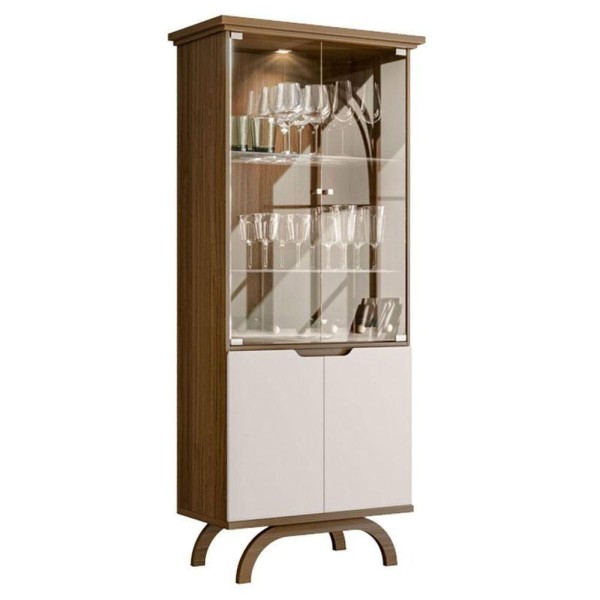 Encontraproduto.com.br - Cristaleira Vicenza Com Aparador Buffet Isis E Espelho Isadora Imbuia Off White - New Ceval