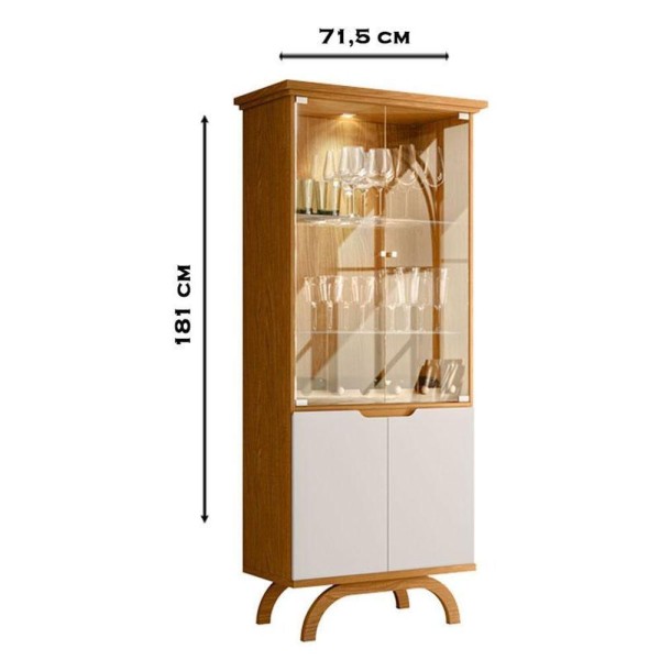 Encontraproduto.com.br - Cristaleira Vicenza Com Aparador Buffet Veneza E Espelho Isadora Ype Off White - New Ceval