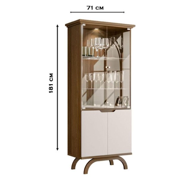 Encontraproduto.com.br - Cristaleira Vicenza Com Aparador Buffet Isis E Espelho Isadora Imbuia Off White - New Ceval