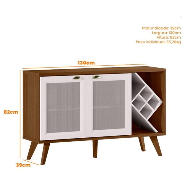 Encontraproduto.com.br - Cristaleira Vicenza Com Aparador Buffet Isis 2 Portas Imbuia Off White - New Ceval