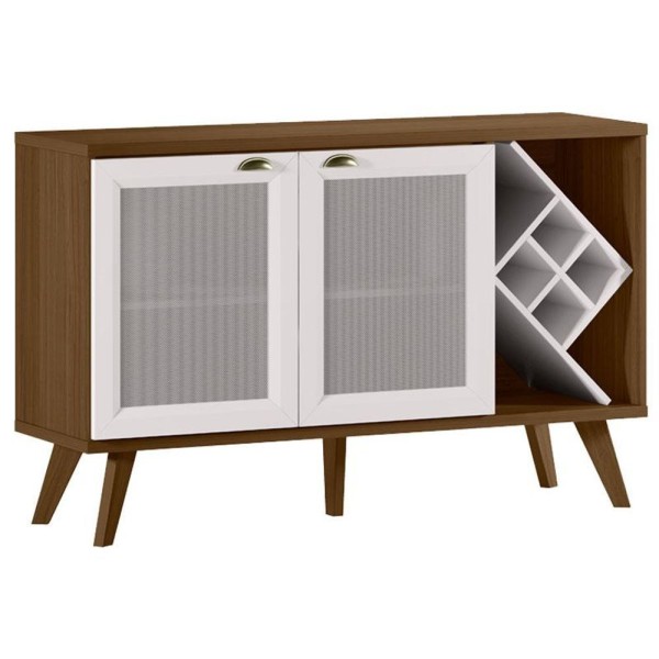 Encontraproduto.com.br - Cristaleira Vicenza Com Aparador Buffet Isis 2 Portas Imbuia Off White - New Ceval