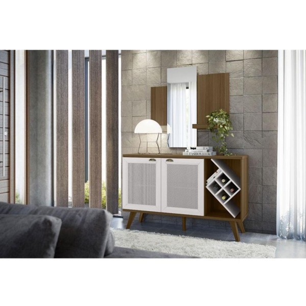 Encontraproduto.com.br - Cristaleira Vicenza Com Aparador Buffet Isis 2 Portas Imbuia Off White - New Ceval