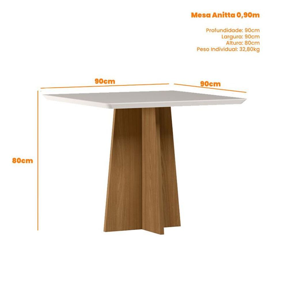 Encontraproduto.com.br - Mesa De Jantar Ambiente Anitta 90x90 Cm Com Vidro Ype Off White E 4 Cadeiras Ype Veludo Nude
