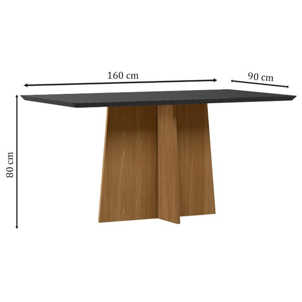 Encontraproduto.com.br - Mesa De Jantar Ambiente Anitta 160x90 Cm Com Vidro Ype Preto E 6 Cadeiras Ana Ype Veludo Marrom Rose - New Ceval