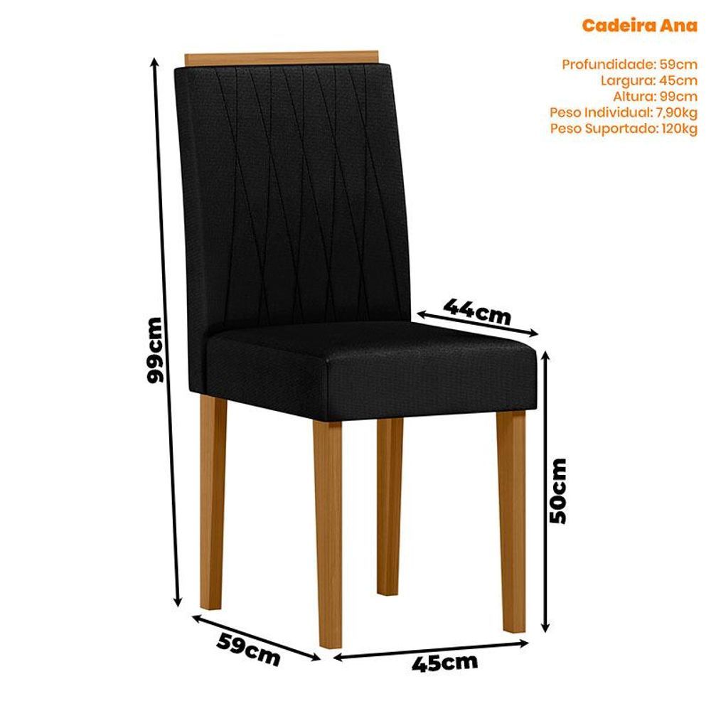 Encontraproduto.com.br - Mesa De Jantar Ambiente Veneza 120x80 Cm Com Vidro Ype Preto E 4 Cadeiras Ana Ype Veludo Preto - New Ceval
