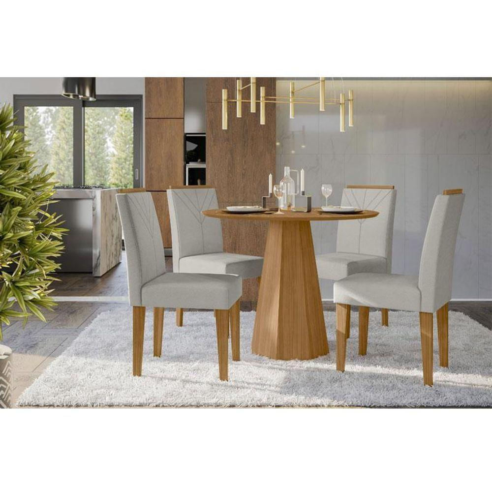 Encontraproduto.com.br - Mesa De Jantar Ambiente Isis 100x100 Cm Sem Vidro Ype E 4 Cadeiras Amanda Ype Animale Areia - New Ceval