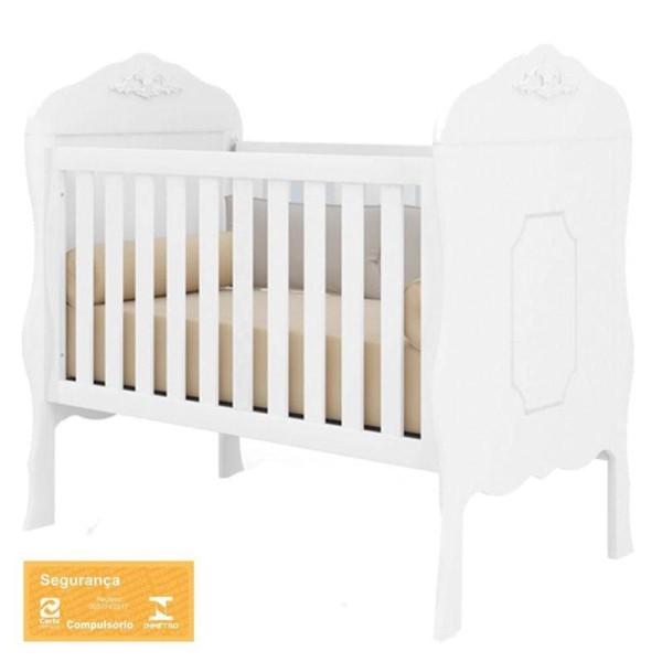 Encontraproduto.com.br - Quarto De Bebê Realeza E Cômoda 1 Porta Branco Acetinado Com Colchão Gazin - Canaã
