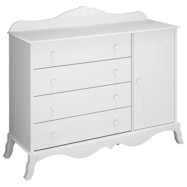 Encontraproduto.com.br - Quarto De Bebê Realeza E Cômoda 1 Porta Branco Acetinado Com Colchão Gazin - Canaã