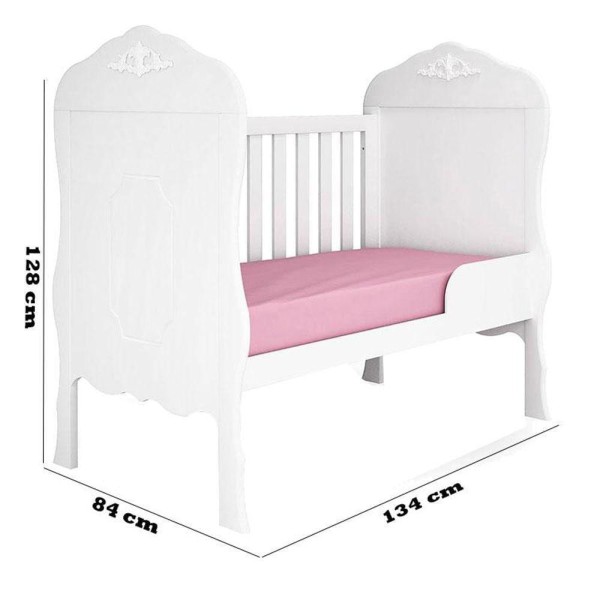 Encontraproduto.com.br - Quarto De Bebê Realeza E Cômoda 1 Porta Branco Acetinado Com Colchão Gazin - Canaã