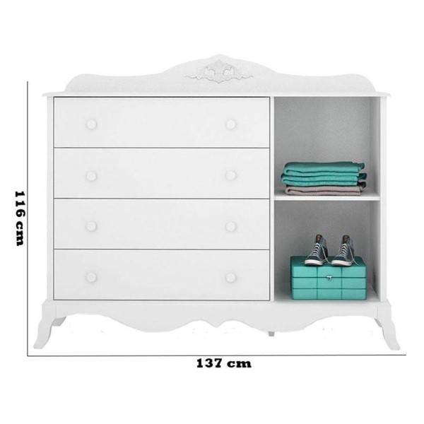 Encontraproduto.com.br - Quarto De Bebê Realeza Cômoda 1 Porta Berço Com Capitonê Branco Acetinado E Colchão Gazin - Canaã