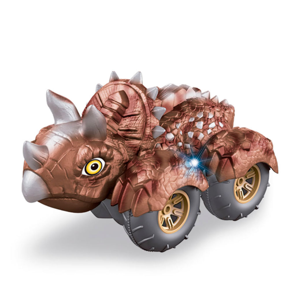 Carro controle remoto Toyng dinossauro que anda e tem luz - marrom