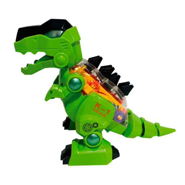 Encontraproduto.com.br - Dinossauro verde de brinquedo com engrenagens e luzes Toyng