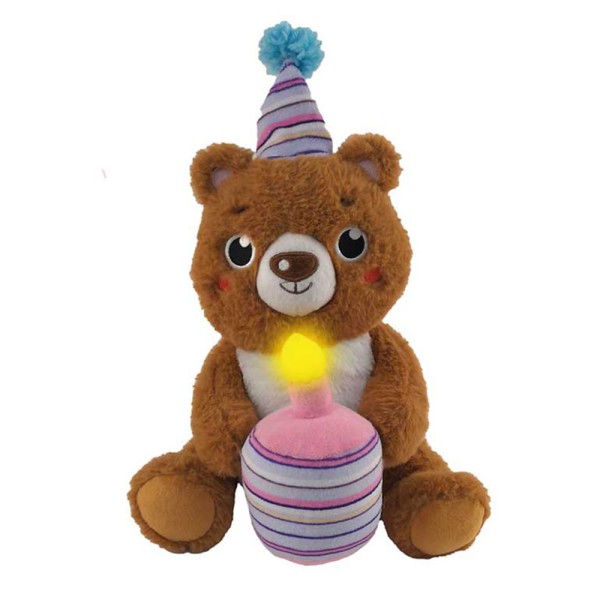 Encontraproduto.com.br - Urso de pelúcia Parabéns com luz e som Toyng