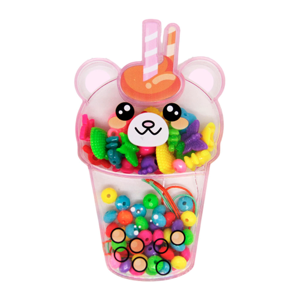 Encontraproduto.com.br - Brinquedo Estojo Ursinho Kit Para Criar Pulseiras Com Miçangas E Pingentes