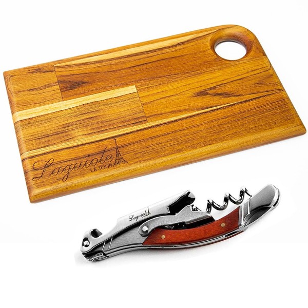 Encontraproduto.com.br - Kit Laguiole Saca-Rolhas Ultra Premium E Tábua Aperitivos Elegante