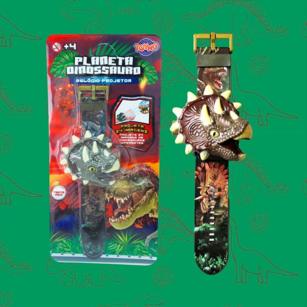 Encontraproduto.com.br - Kit Triceratops  Dinossauro Monta e Desmonta E Relógio Infantil Projetor
