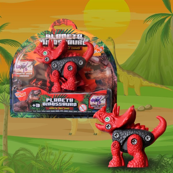 Encontraproduto.com.br - Kit Triceratops  Dinossauro Monta e Desmonta E Relógio Infantil Projetor