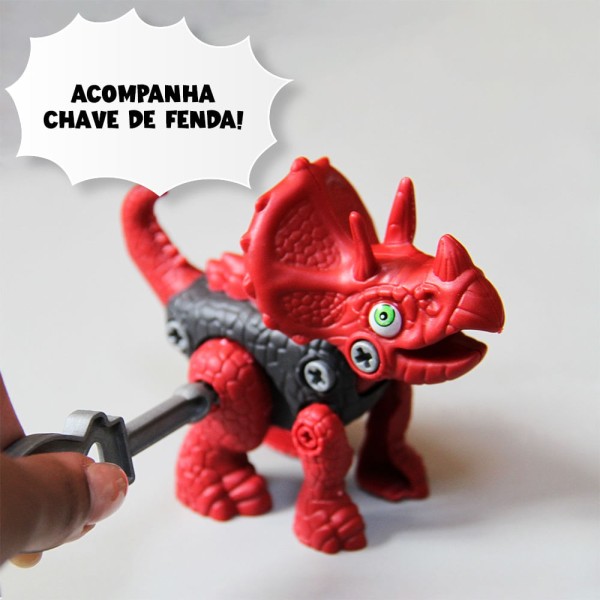 Encontraproduto.com.br - Kit Triceratops  Dinossauro Monta e Desmonta E Relógio Infantil Projetor