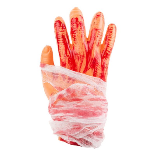 Encontraproduto.com.br - KIt Mão e Pé Humana Halloween Com Sangue e Faixa 2 Unidades