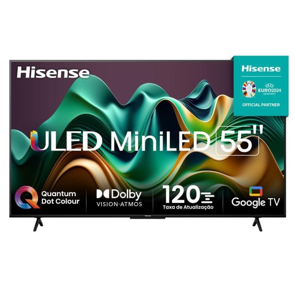 Encontraproduto.com.br - Smart TV 55” Hisense Ultra HD 4K Mini LED U6N com Google TV, Wi-Fi, Bluetooth, USB e HDMI - 55U66LUA