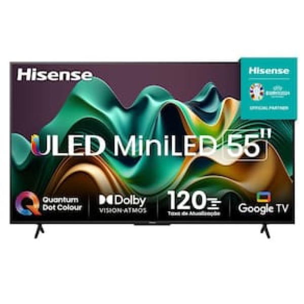 Encontraproduto.com.br - Smart TV 55” Hisense Ultra HD 4K Mini LED U6N com Google TV, Wi-Fi, Bluetooth, USB e HDMI - 55U66LUA